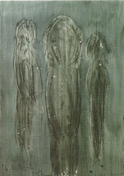 One and Three, 2003, Acrylic Ink...paper, 100x71cm